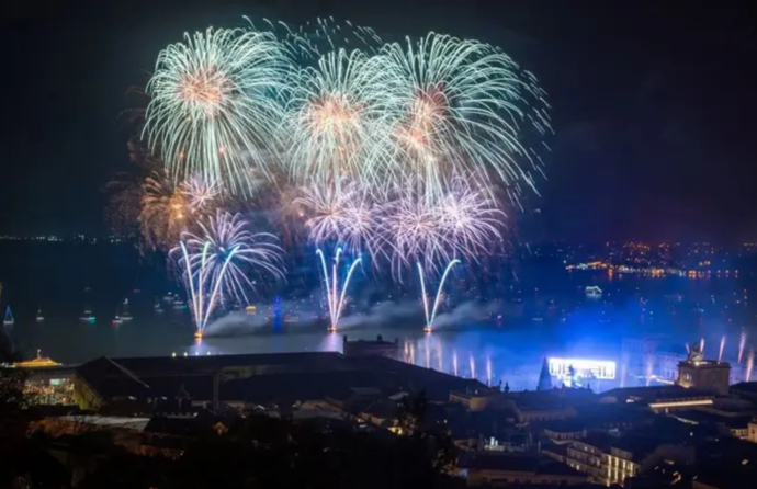Vista aérea da passagem de ano em Lisboa