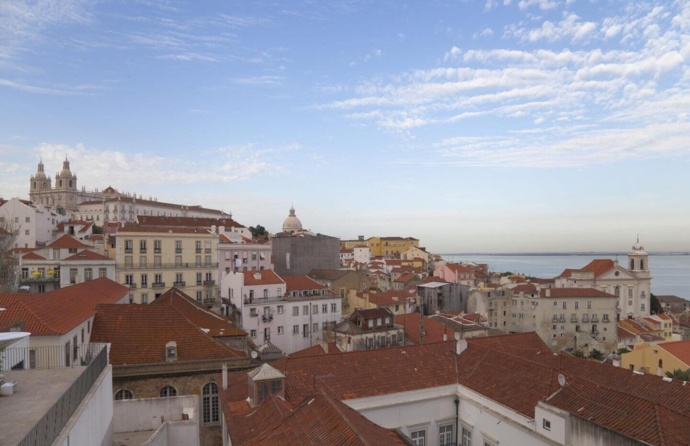Vista panorâmica de casario em Lisboa