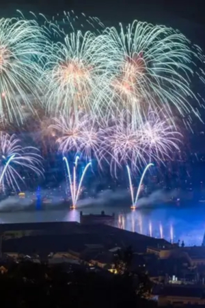 Vista aérea da passagem de ano em Lisboa