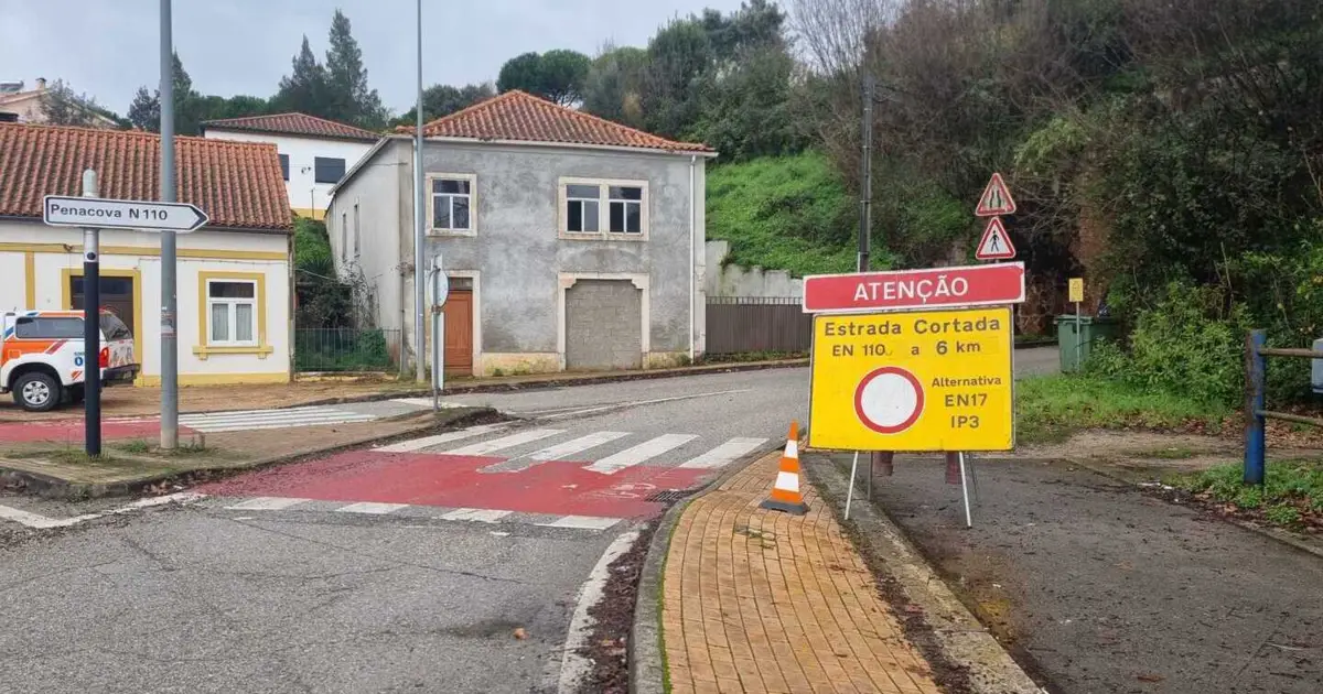 Coimbra: Nacional 110 cortada no Miradouro do Sr. Justo devido ao mau tempo